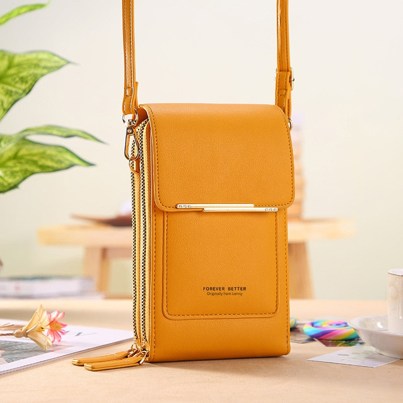 Bolsa Transversal Crossbody Feminina Porta Celular de Couro PU