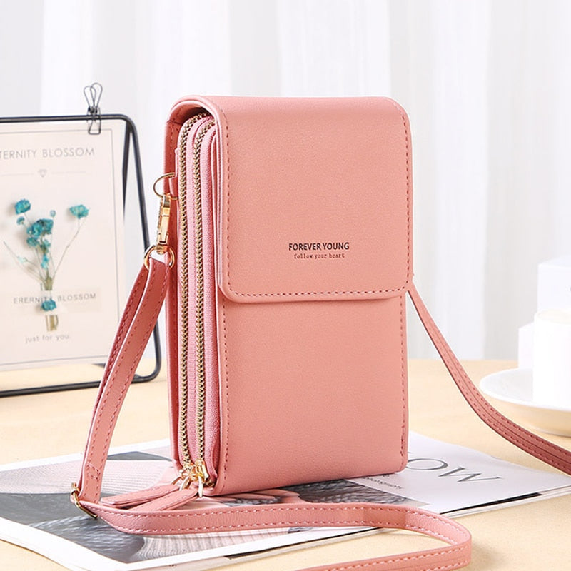 Bolsa Transversal Crossbody Feminina Porta Celular de Couro PU