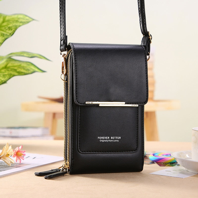 Bolsa Transversal Crossbody Feminina Porta Celular de Couro PU
