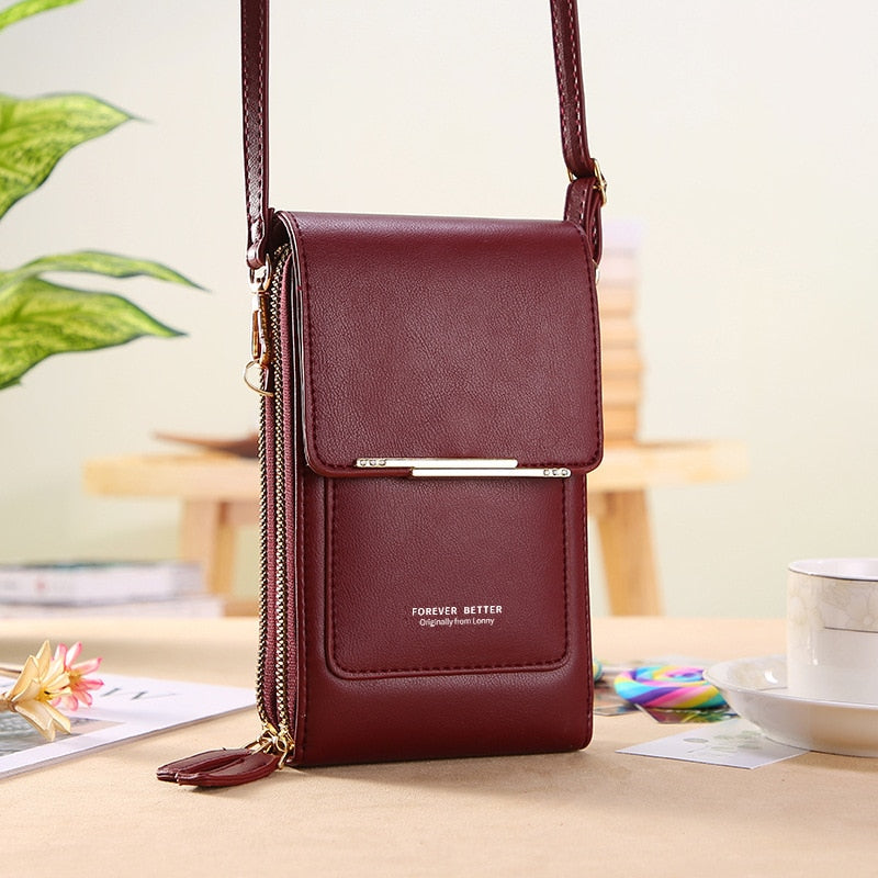 Bolsa Transversal Crossbody Feminina Porta Celular de Couro PU