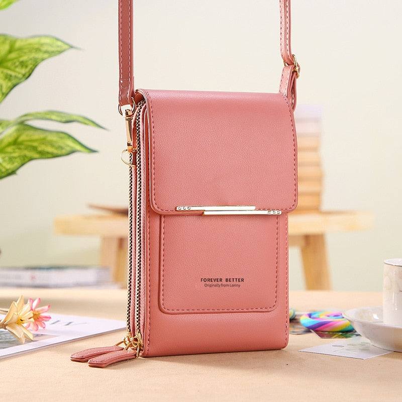 Bolsa Transversal Crossbody Feminina Porta Celular de Couro PU