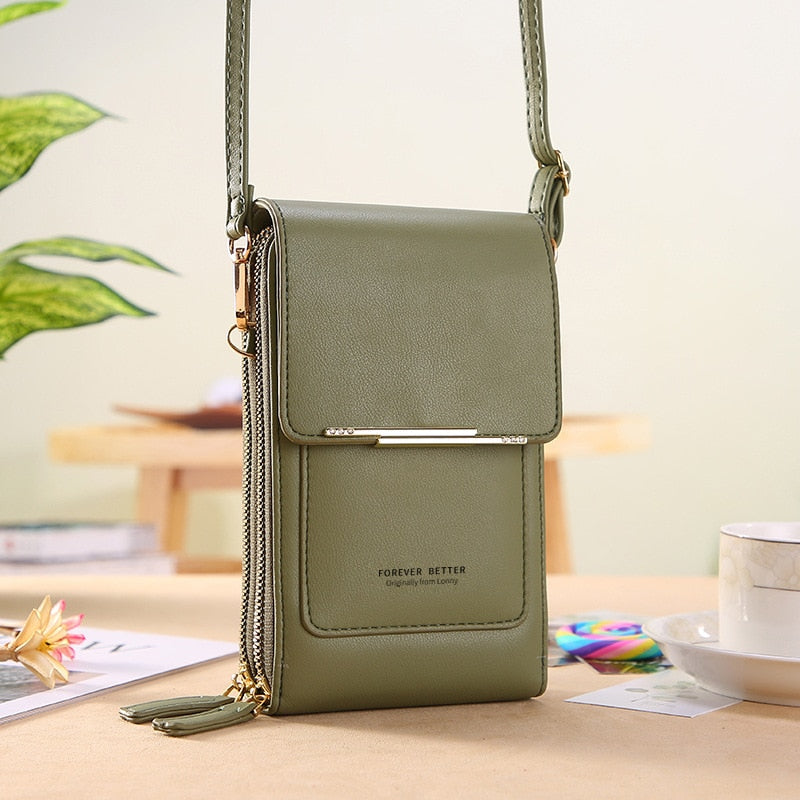 Bolsa Transversal Crossbody Feminina Porta Celular de Couro PU