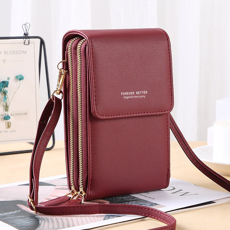 Bolsa Transversal Crossbody Feminina Porta Celular de Couro PU