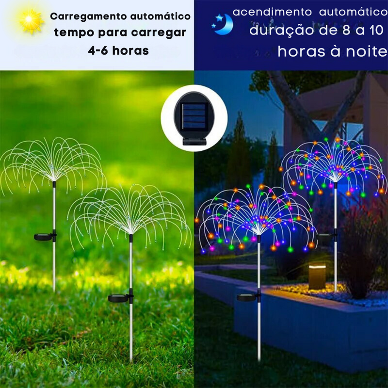 Decoração Solar para Jardim Luminária Fibra OTICA PROVA D'ÁGUA